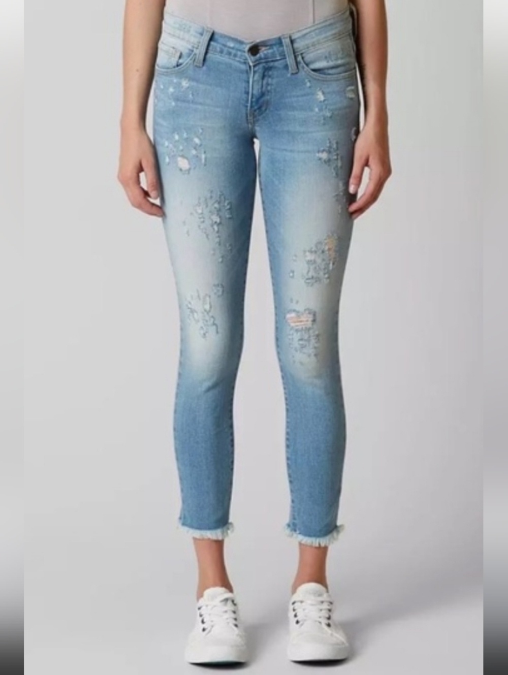 Flying Monkey Low Rise Ankle Skinny Distressed Raw Fringe Hems Jeans 24